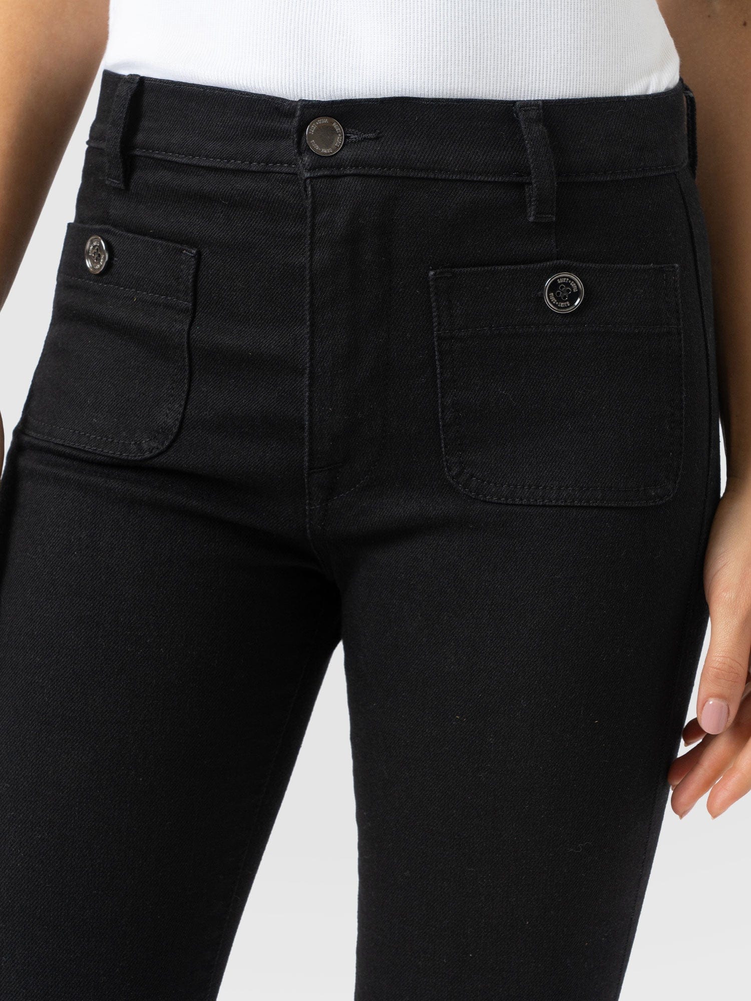 Bowie Stretch Flare Jeans - Jet Black - Women's Denims | Saint + Sofia® USA